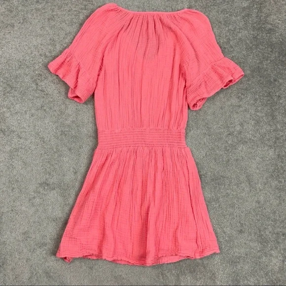 Michael Stars LA Women’s Pink Ruched Raglan Sleeve Mini Dress - Picture 3 of 4